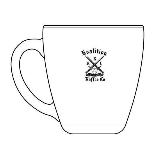 Koalition Koffee Co. Engraved Tapered Glass Mug — 15.5 oz Vintage Logo Coffee Cup